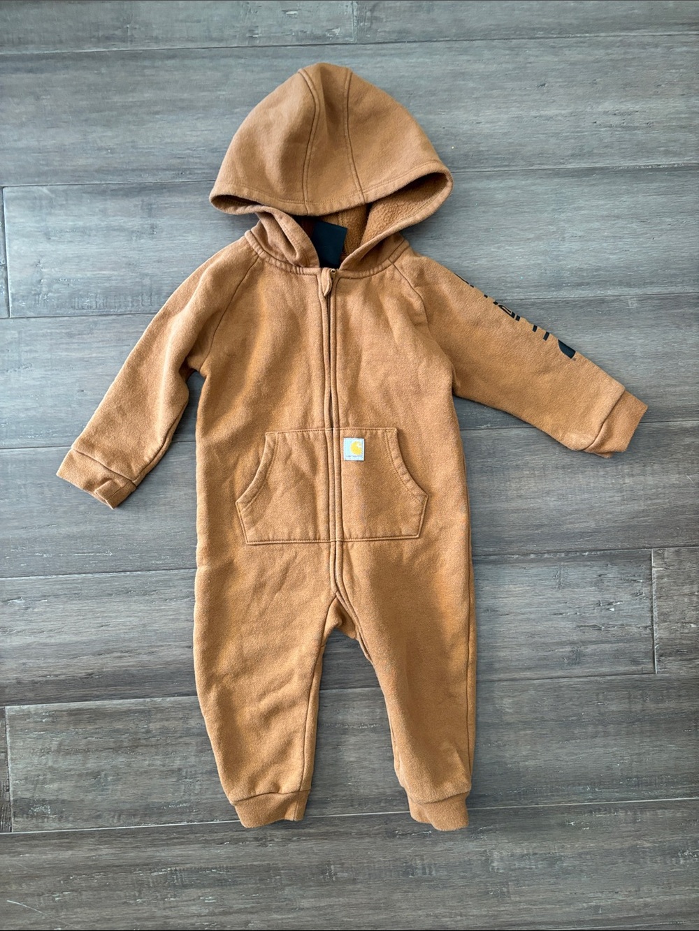 Carhartt Infant Brown Hooded Fleece One-Piece Romper Size 9M